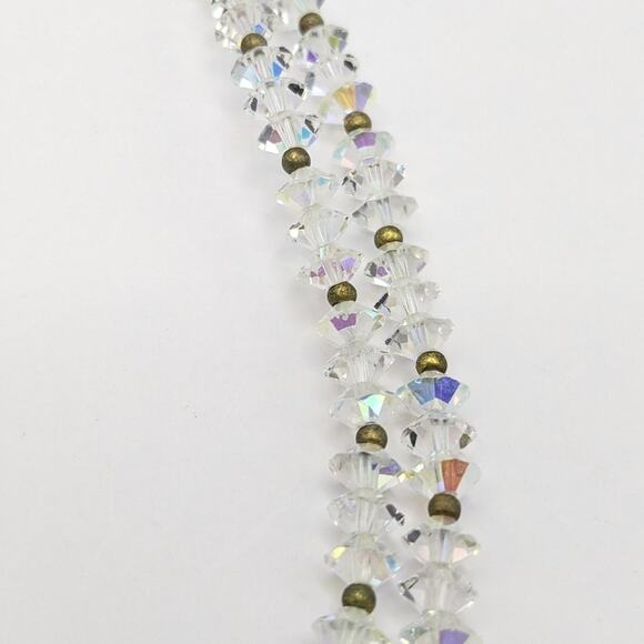 Vintage Lisner Signed Aurora Borealis AB Crystal Double Strand Choker Necklace - Picture 8 of 8